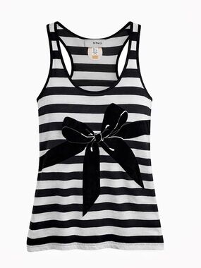 MNG Mango Striped Bow Tank Racerback Parisian Chic Top M